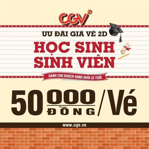 CGV cập nhật ưu đãi học sinh sinh viên - giá vé CGV chỉ 50k
