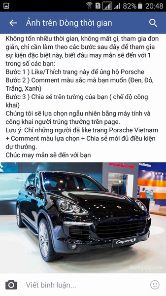 Giả fanpage của Porsche Vietnam để 