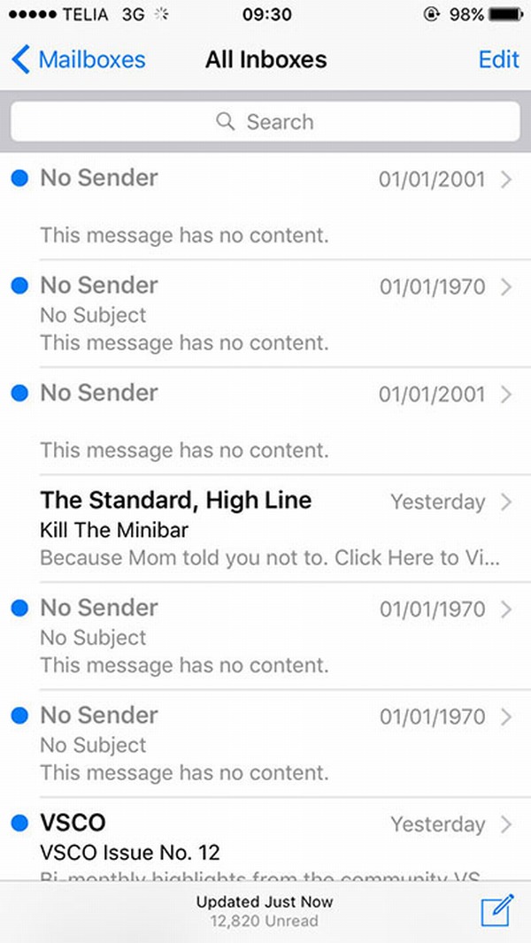 Người dùng iPhone nhận được email ma gửi từ…. 1970