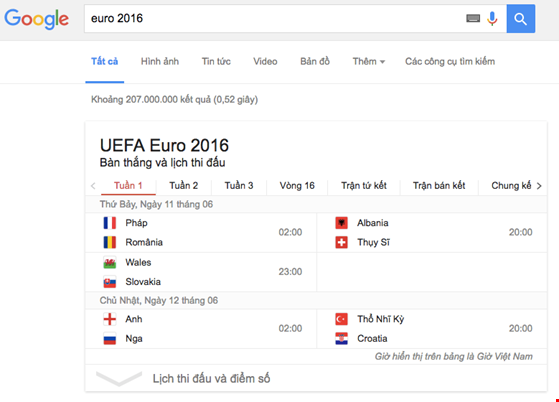 Xem lịch thi đấu Euro 2016 trên smartphone