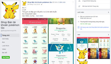 Sôi động thị trường tài khoản Pokémon Go