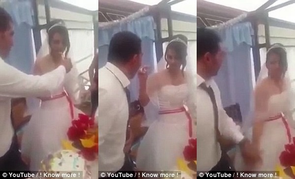 Video: Trêu đùa khi đút bánh cưới cho chồng, cô dâu bị chú rể tát ngay trong lễ cưới