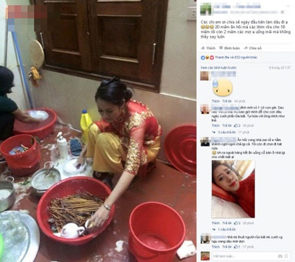 Một mình rửa 17 mâm bát đĩa đám giỗ, nàng dâu 20 tuổi sáng nhất Facebook
