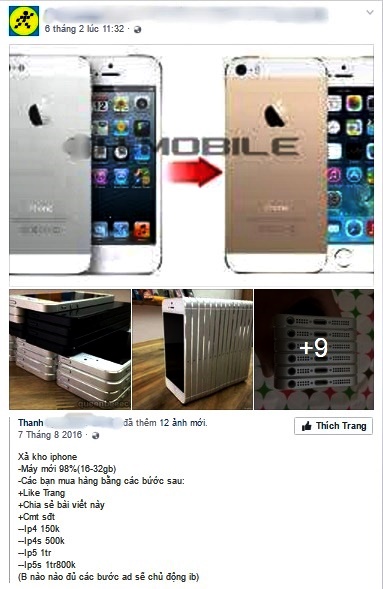 Chiêu lừa bán iPhone giá bèo để câu Like vẫn tái diễn sau Tết