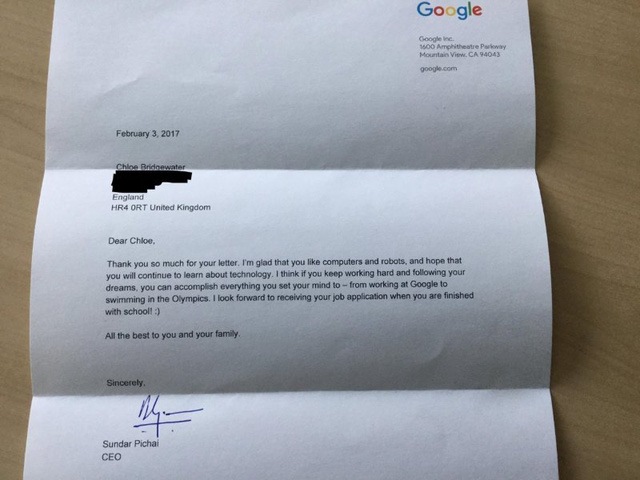 Cô bé 7 tuổi nộp đơn xin việc vào Google