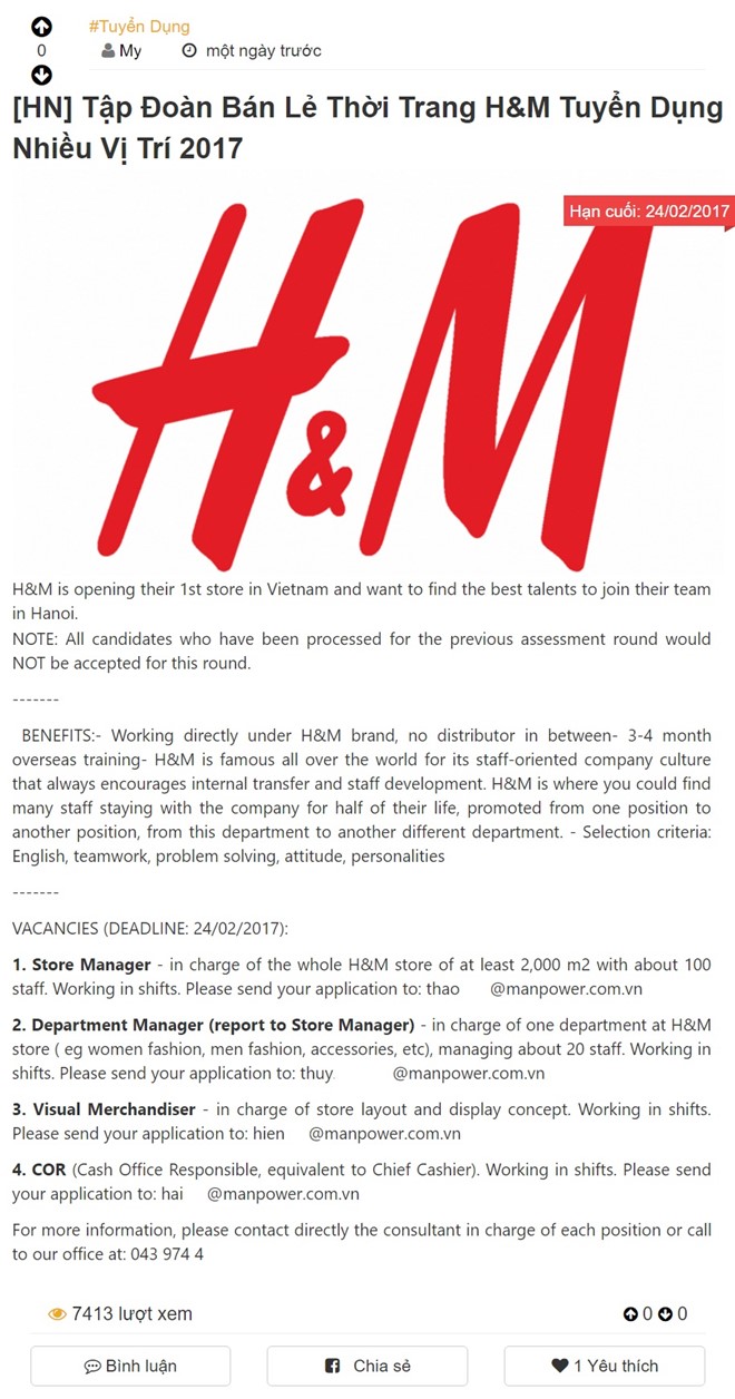 H&M mở cửa hàng đầu tiên rộng 2.000 m2 ở Hà Nội?