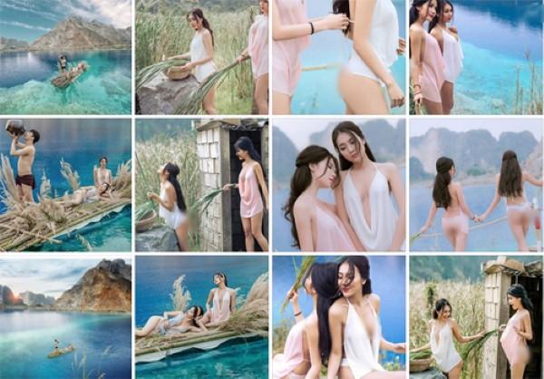 Bị người mẫu lộ ngực đả kích, 2 mỹ nữ thả rông chụp ảnh ở 'Tuyệt Tình Cốc' nói gì?