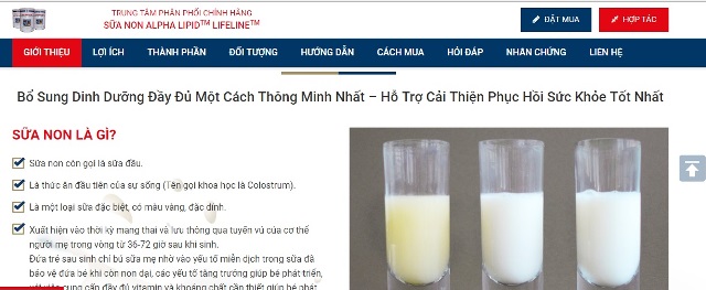 Cảnh giác trước website quảng cáo sữa non nhập khẩu của Công ty TNHH Ảnh Mới