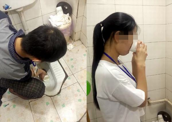 Nhân viên nghẹn ngào múc nước thải toilet uống, sự việc khiến dân mạng sục sôi căm phẫn