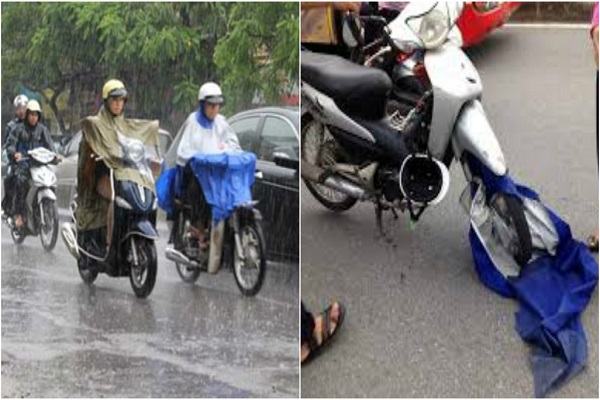 'Họa vô đơn chí' từ việc mặc áo mưa 2 mảnh đi xe máy trong mưa bão