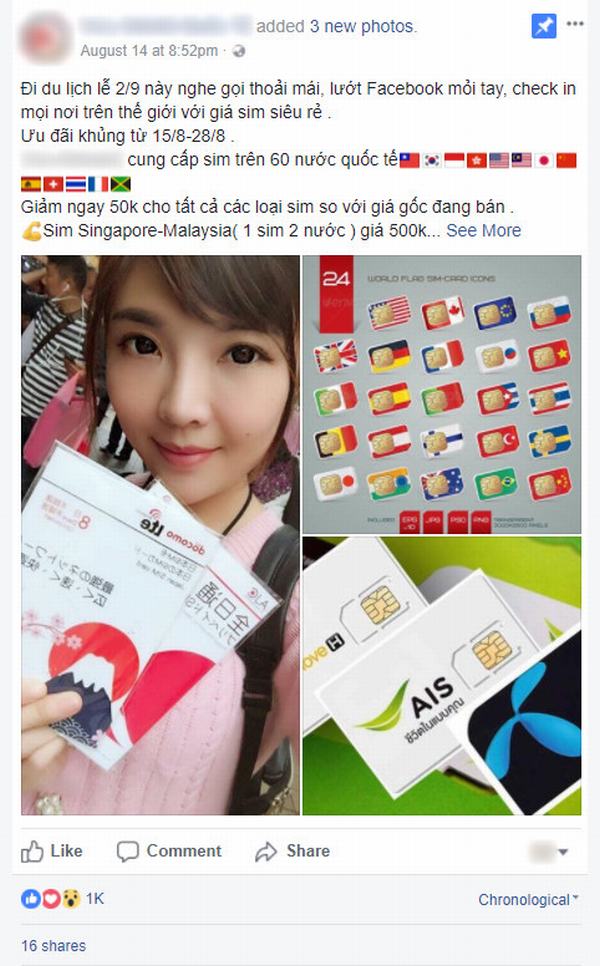 Nở rộ dịch vụ bán SIM nhà mạng nước ngoài cho người Việt đi du lịch