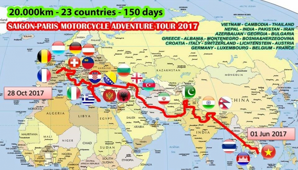 Hành trình khó tin: 150 ngày, 20.000km từ Sài Gòn tới Paris bằng xe máy của phượt thủ Việt