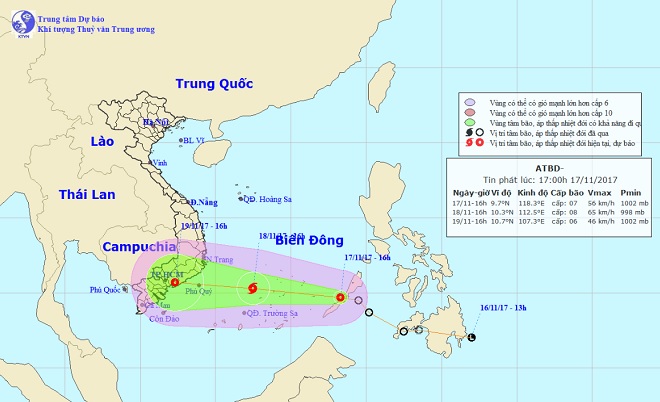 Áp thấp nhiệt đới giật cấp 9 di chuyển thần tốc vào Biển Đông