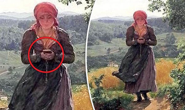 Vén màn bí ẩn bức tranh cô gái cầm 'Iphone X' cách đây gần 200 năm