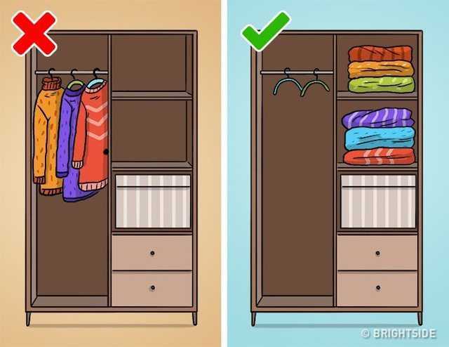 Nếu không muốn tủ quần áo lúc nào cũng lộn xộn, hãy bỏ ngay thói quen sắp xếp 