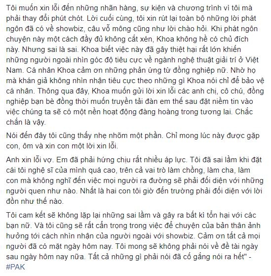 Phan Anh, Hà Tăng, Khánh Thi nói gì khi Phạm Anh Khoa cúi đầu xin lỗi