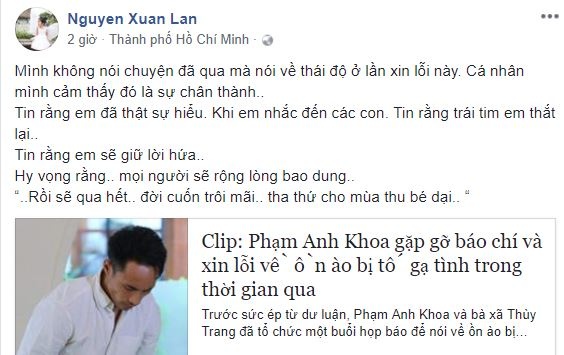 Phan Anh, Hà Tăng, Khánh Thi nói gì khi Phạm Anh Khoa cúi đầu xin lỗi