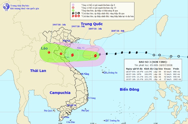 Bão số 3 tăng cấp, di chuyển với tốc độ chóng mặt vào bờ biển Thái Bình - Hà Tĩnh