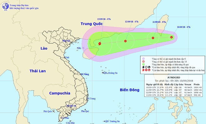 Siêu bão MANGKHUT cùng áp thấp nhiệt đới đang hướng vào Biển Đông