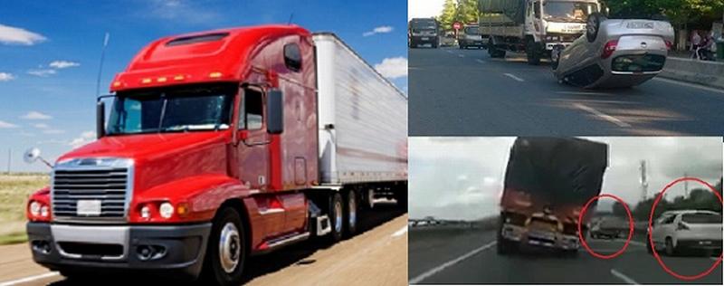 Nguy hiểm khó lường khi tài xế ô tô để cự ly quá ngắn với xe container, xe tải