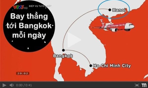 Trong hình ảnh minh họa đường bay, vị trí thủ đô Hà Nội bị 