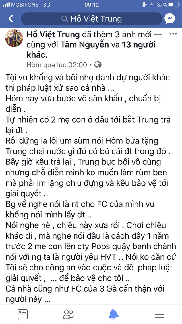 Ca sĩ Hồ Việt Trung bị tố ‘cầm nhầm’ iPhone 5, công an vào cuộc
